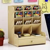 Pencil Holder, Wooden Desk Organizer with Drawers, 12 compartmentsk, Pen Holder Storage Box, Art Supply Organizer, Desktop 2