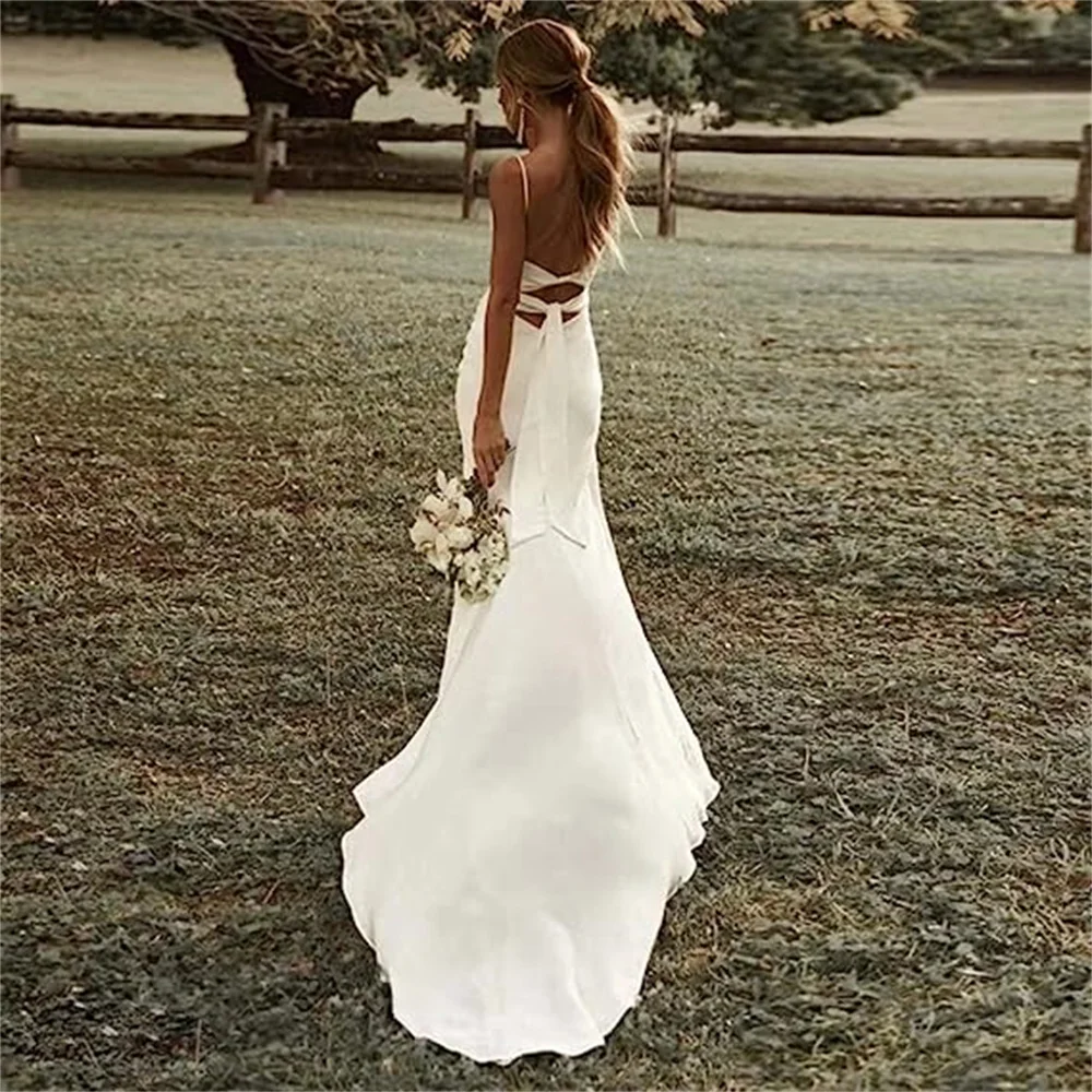 

Bridal Mermaid 2023 Spaghetti Strap Crewneck Bridal Dress Back Tie Formal Occasion Dresses Bridesmaid Dresses فساتين السهرة