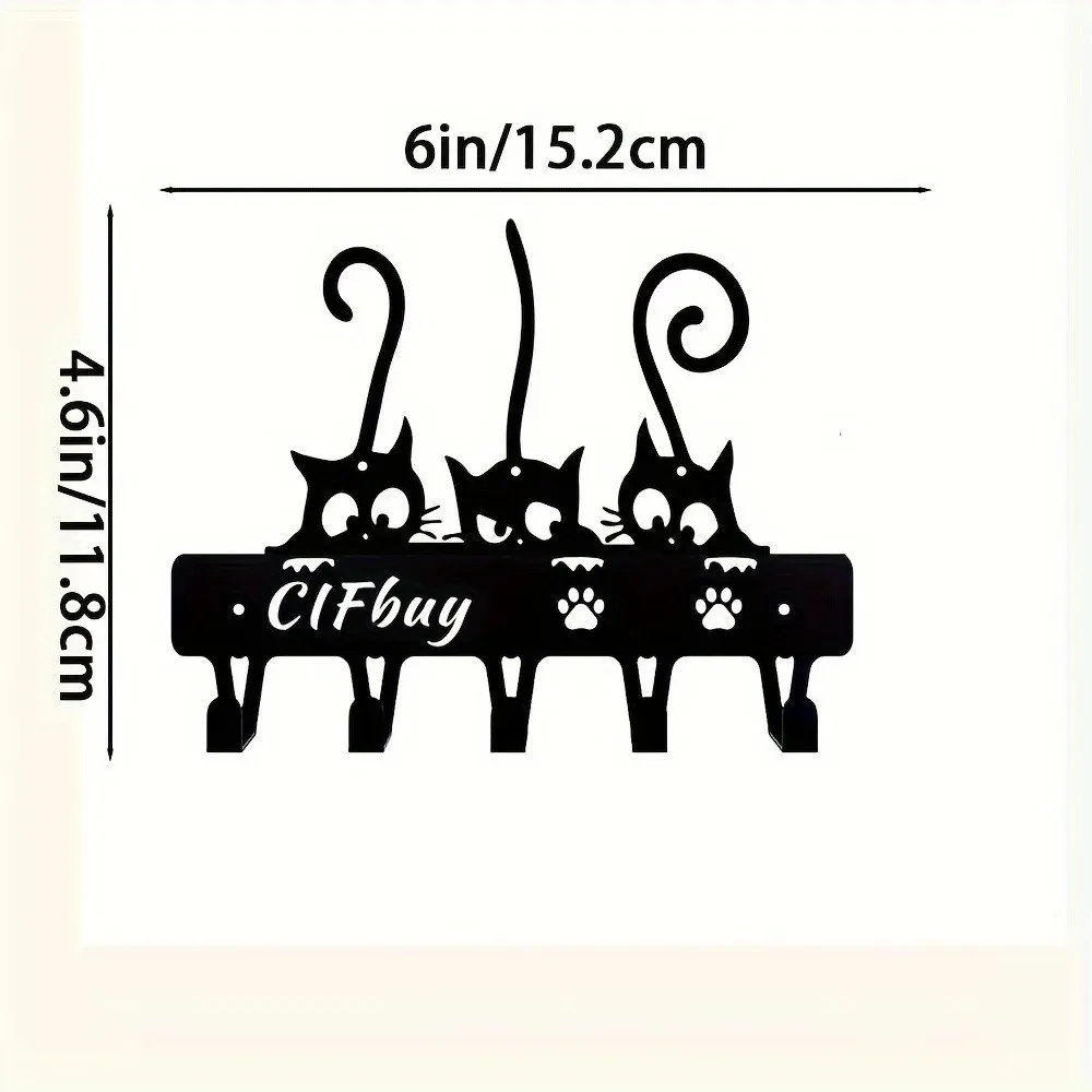 1pc Cat Wall Art Metal Decor - Stylish Home Wall Mount with Unique Keychain & Hook, Ideal Cat Lover Gift & Decorative Accessory 2