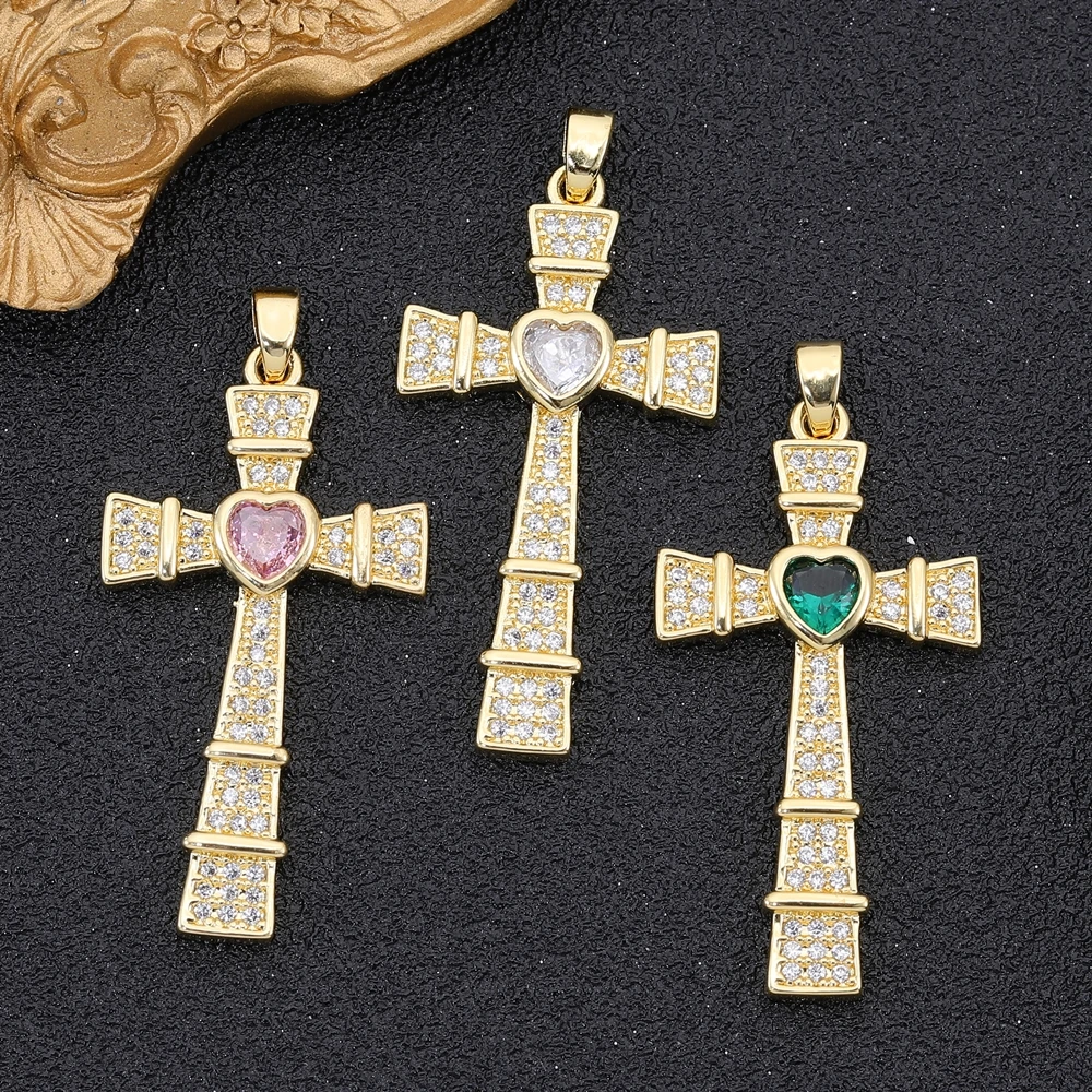 Cross with christ diamonds zirconia gold plated Jewelry