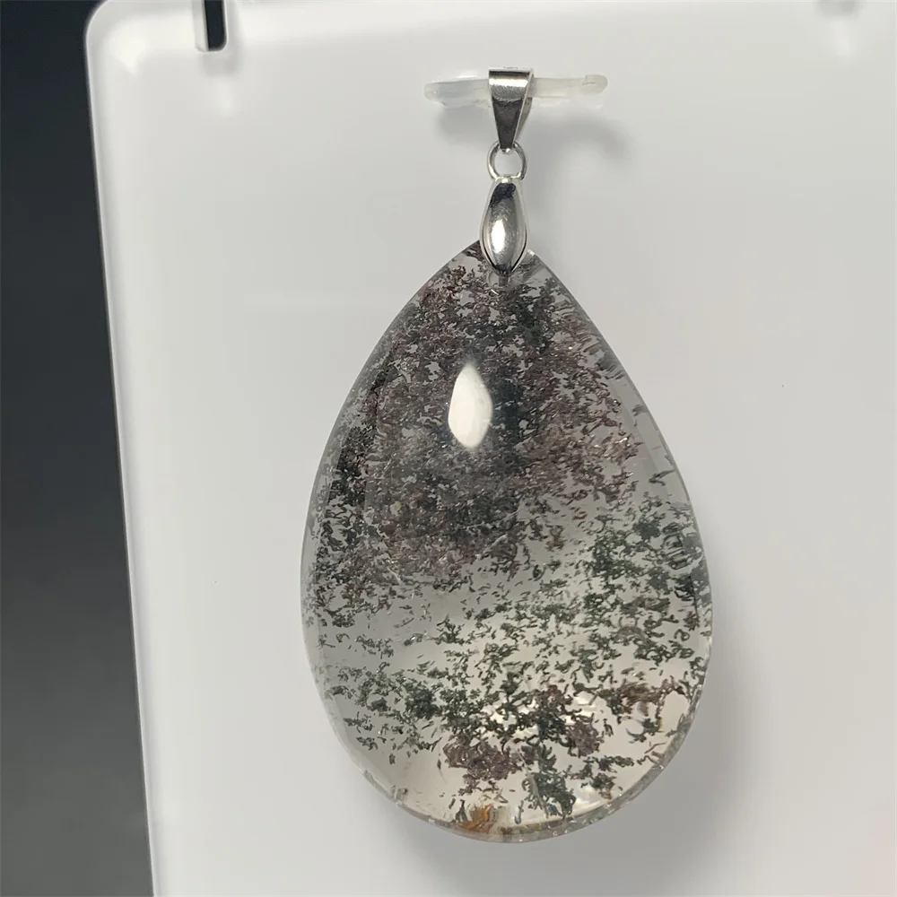 Natural Yellow Green Grey Lodolite Quartz Pendants Necklaces Women Phantom Quartz Healing Beads Clear Landscape Crystals Jewelry