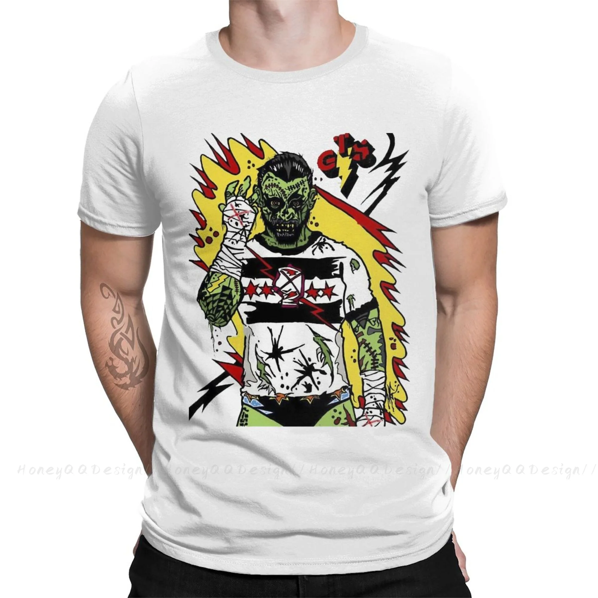 

Мужская хлопковая футболка с круглым вырезом, в стиле панк