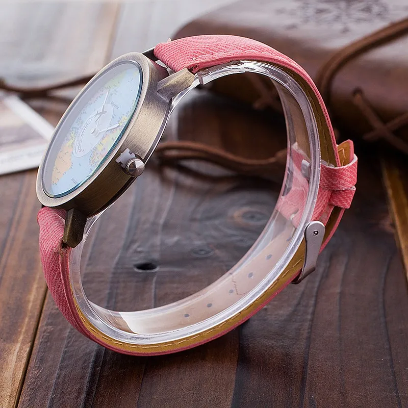Hot Sale Mini World Fashion Quartz Watch Men Unisex Map Airplane Travel Around The World Women Leather Dress Wrist Watches