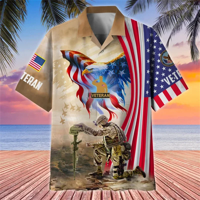 

Summer New 3D UNITED STATES Soldiers Armys Veterans Print Shirts For Men Cool Fashion Short Shirts Hawaiian Kids Vintage Clothes