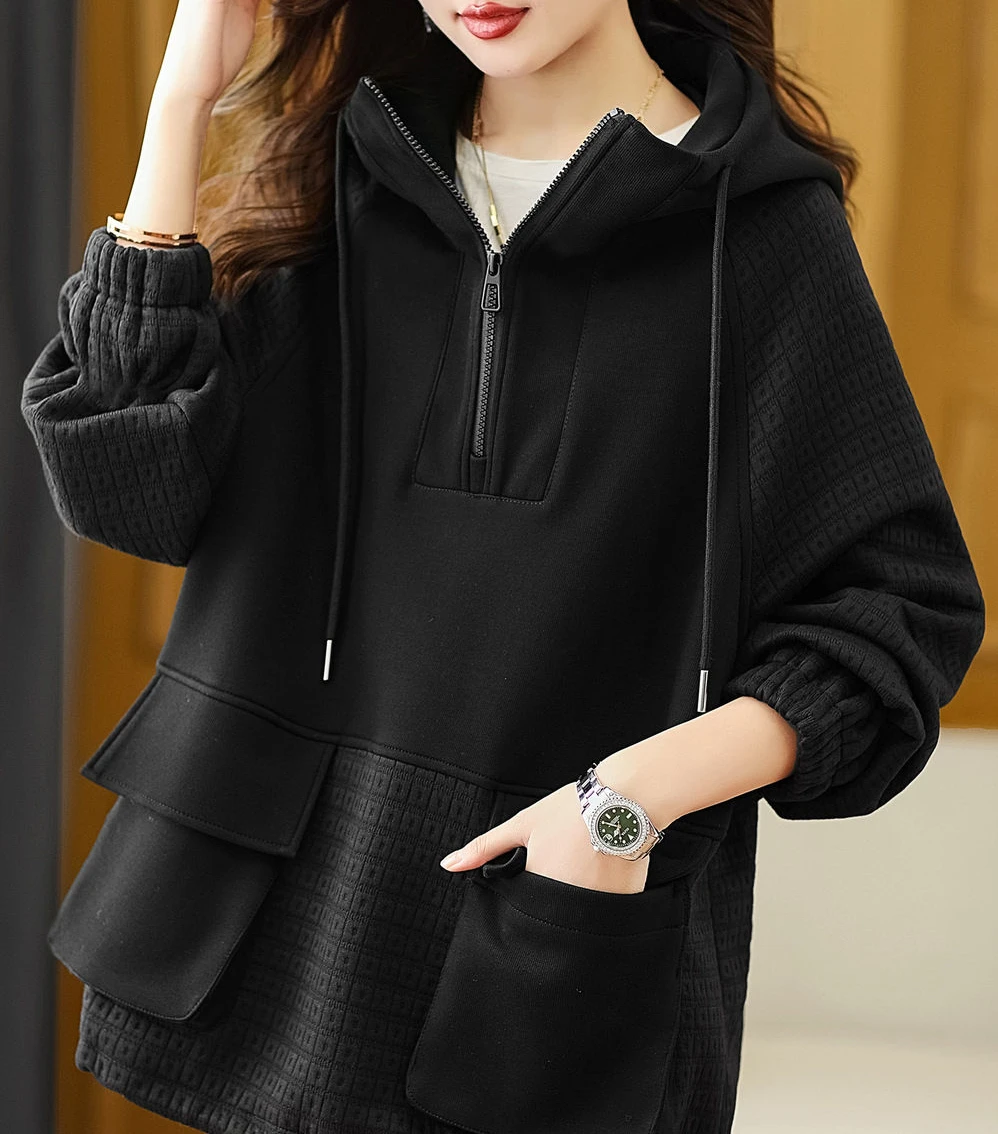 女性用フード付きスウェットシャツ 婦人服 ぴったりフィット 無地 ジッパー付き 厚手の暖かい綿パッド入りパーカー エレガントなアウター Sc4ac7d7c7c70457e8af40a13cbc74