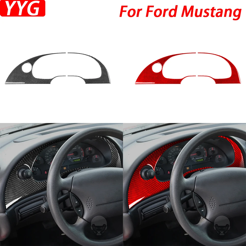

Для Ford Mustang 2001-2004 панель спидометра из углеродного волокна декоративная крышка Украшение салона автомобиля аксессуары наклейка