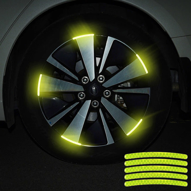  Car Wheel Hub Reflective Sticker Creative Personality Tire 20pcs Night Driving Rim Reflective Strips Accessories