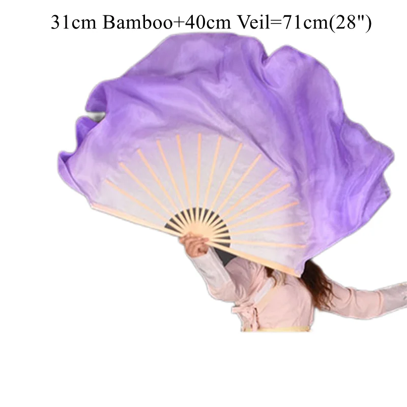 DOMELA Dansfan, Lange Zijden Fans Veils Dansfan, Fan Veils Buikdans Zijden Sluier Fans 1 Paar Zijde Groothandel Klassieke Grootte Ribben Zijden Fans Dansvoorstelling Props Aangepast (Kleur: 4, Maat: 1