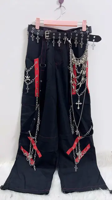 Wide Leg Cross Chain Trousers 6