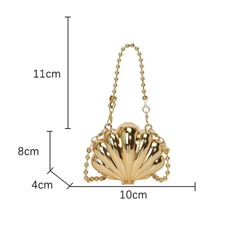 Fashion Metal Shell Bag for Women Lipstick Bag Designer Mini Shoulder Cute Chain Crossbody Lipstick crossbody bag women handbags leather shoulder bag