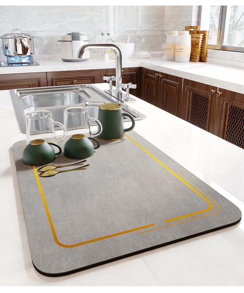 Drain Pad Rubber Dish Drying Mat Super Absorbent Drainer Mats Tableware
