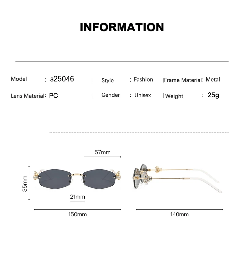 Wandern Luxus Randlose Polygon Diamant Anti Licht Gläser Frauen Retro Metall Hohe Qualität Vintage Raute Minimalistischen Gläser – Detail 4