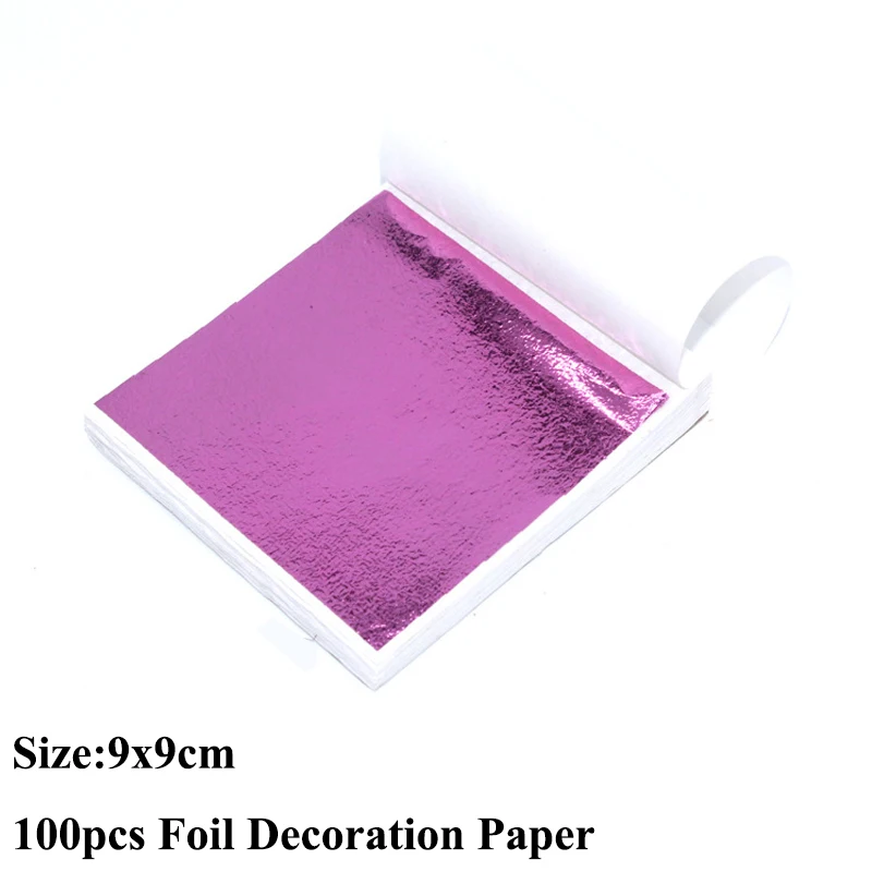 Imitation Gold Silver Copper Foil Sheets for DIY Crafts and Home Decoration - 100pcs