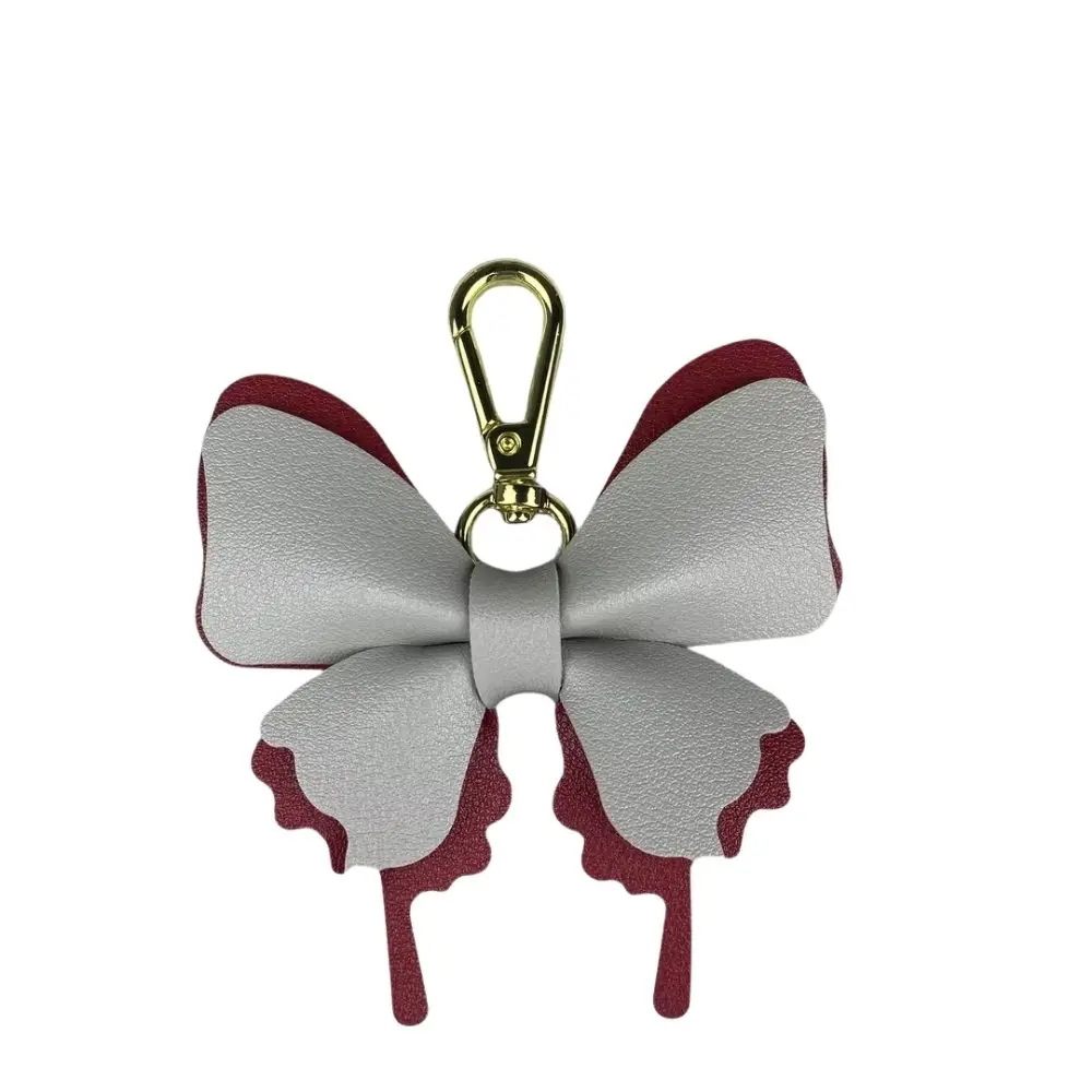 Elegant 3D Leather Butterfly Charm with Detachable Keyring Accessory