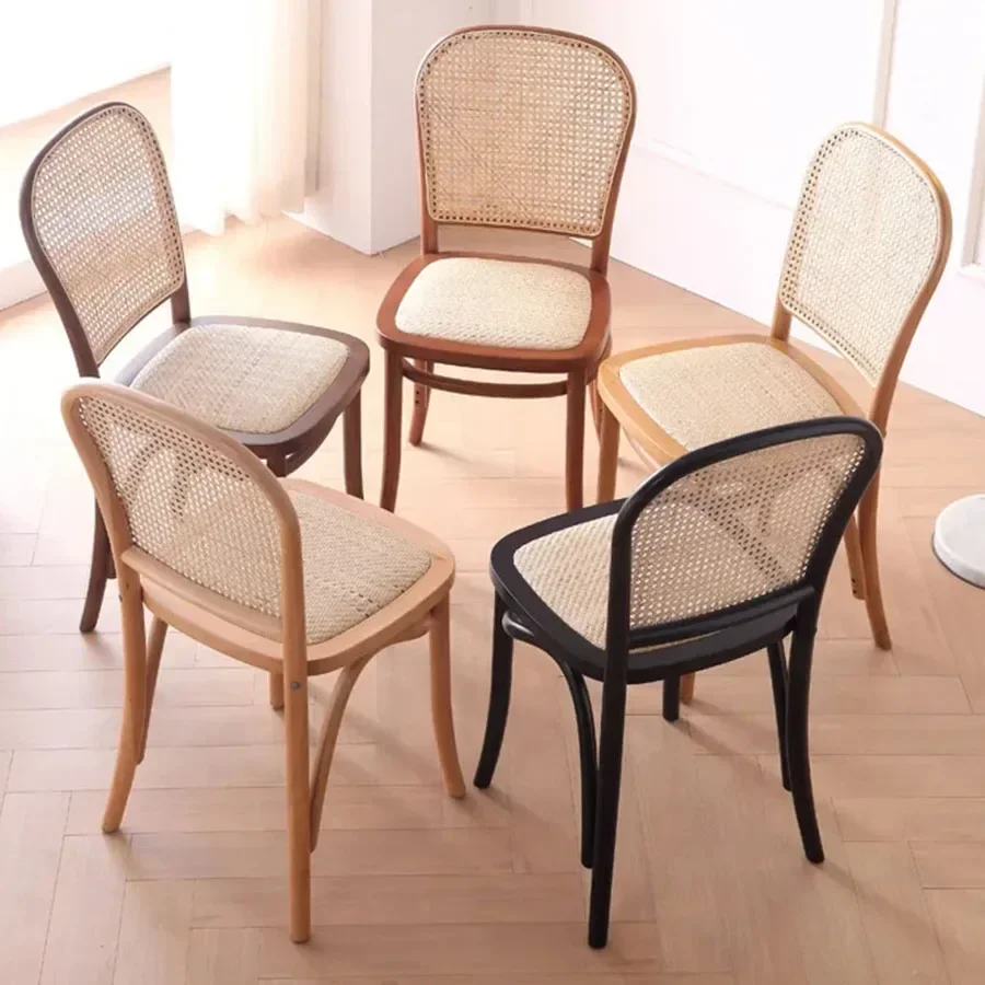 Woven Chair Designer Rattan Chair Rattan Woven Back Chair Luxury Hotel Solid Wood Leisure Cafe Dining Sillas Acrylic Furniture GY50DC