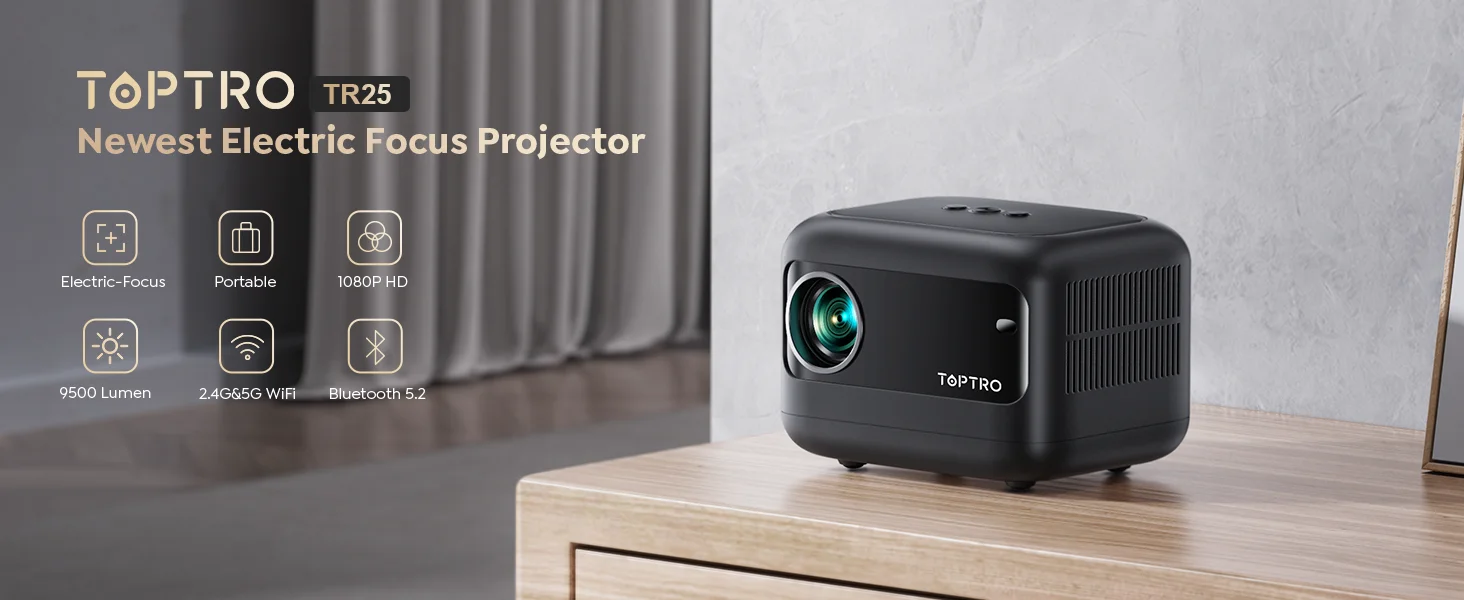 Projecteurs TOPTRO TR25 MINI Projecteur WiFi Bluetooth Projecteur 9500  Lumens Projecteurs Portables Prise En Charge Vidéo 1080p Pour Le Cinéma  Extérieur À Domicile Q231128 Du 43,57 €