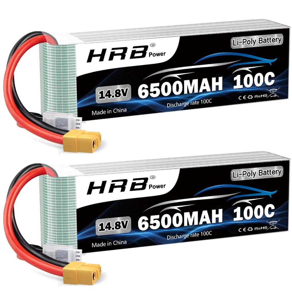 Batería HRB Lipo 4S 14.8V 5000mAh 50C Con Conector XT60, Para Aviones, Coches, Drones Y Barcos RC, Con Certificación CE Y ROHS