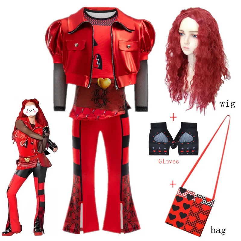 Kids The Rise of Red Costume for Girls Role Red Cosplay Costume Child Fantasia Halloween Clothes Wigs Birthday Party Fancy Dress,kids girls dress