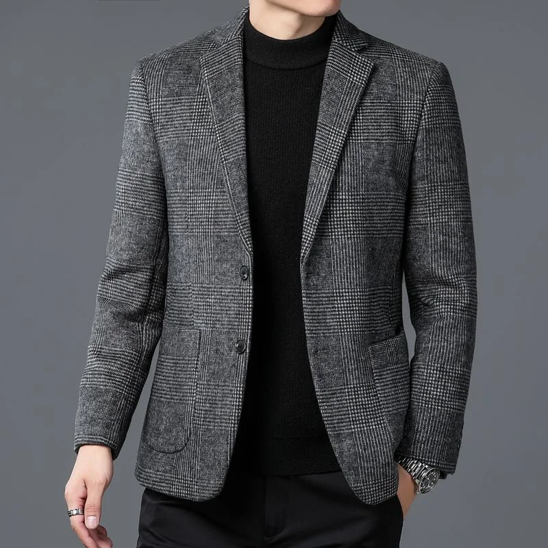 Wool Warm Men Blezer Autumn Winter Men Smart Casual Classic Single Breasted Blazer mens blazer