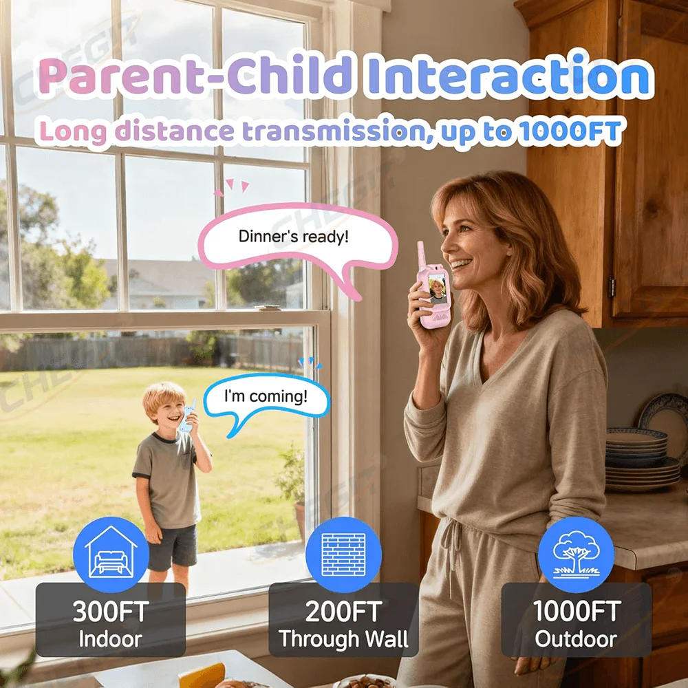 Kids Video Walkie Talkie with 2" HD Screen USB-C Rechargeable One-Click HD Call Intercom For Children Gadgets Technology Gift