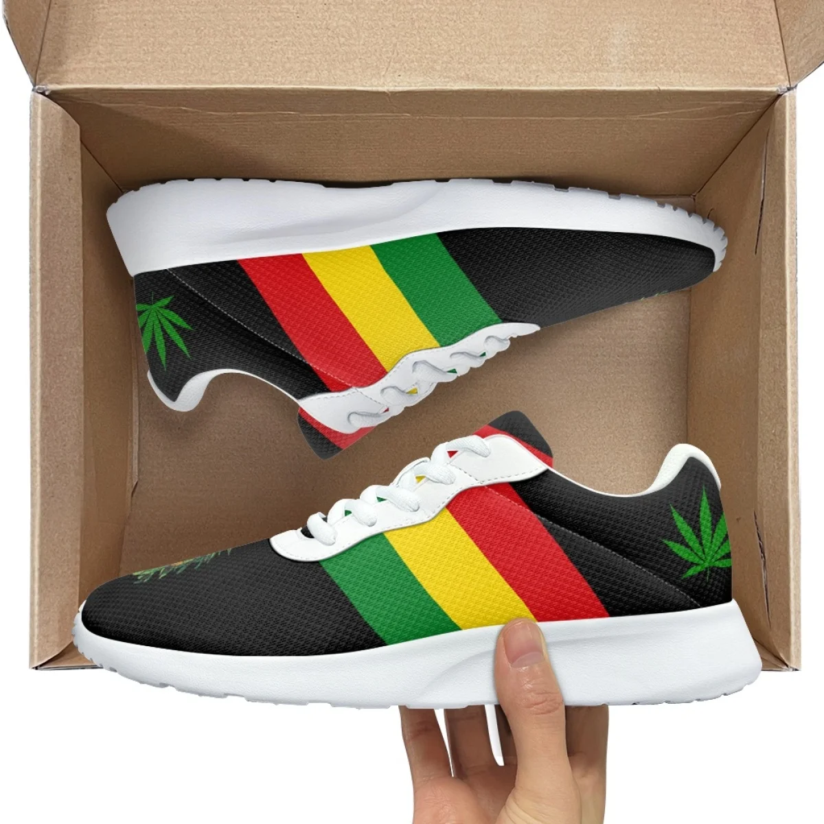 Jamaica Rastafari Flag Design Print for Women Training Yoga Shoes Cozy Shock Absorbing Non-slip Ladies for Outdoor Jogging Shoes