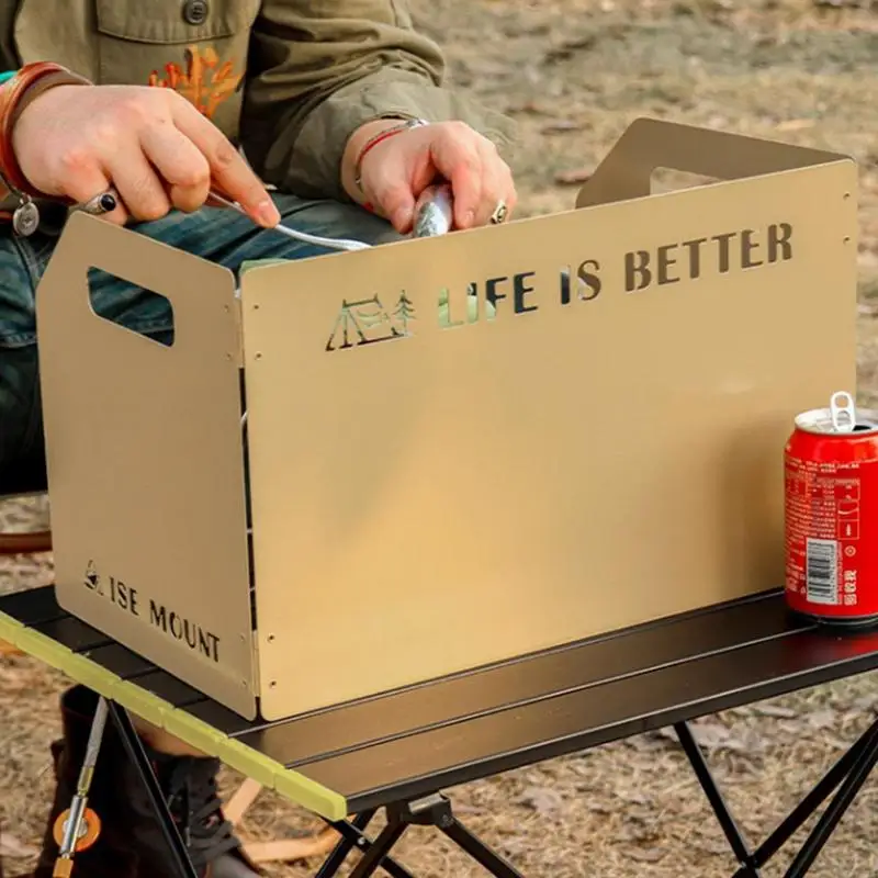 Folding Gas Stove Windshield Camping BBQ Burner Windscreen Stainless Steel Tri-fold Four-fold Cassette Stove Windproof Shield Stove Windscreen Camping Gas Stove Camping Stove Gas Stove Gas Burner Camping Stove Accessories
