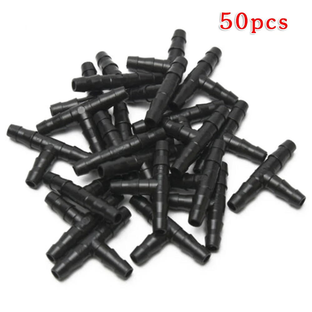 

50pcs Practical Drip Sprinkler Irrigation Barbed Tee Connector For 4/7mm Hose Barbed Tee Garden Watering Irrigation Garden Tools