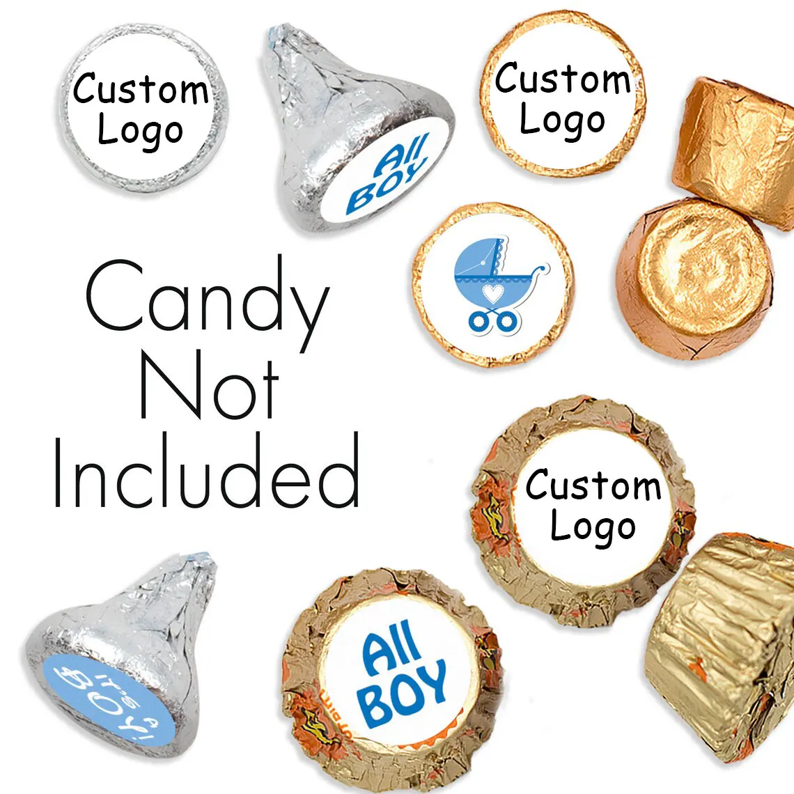 Personalized Baby Boy Hershey Kisses Stickers Labels