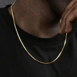 Sleek Stainless Steel Box Chain Necklace - Unisex Fashion Accessory - 60cm (Gold Color)