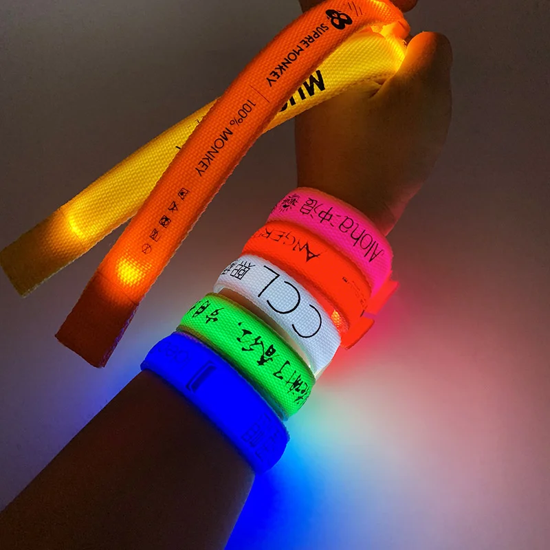 Glow in the Dark Bracelet Led Luminous Concert Party Bar Velcro LED Sports Wrist Strap Party Supplies