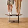 Mid Century Modern Coffee Table, Rustic Coffee Table Unique Color Contrast Design, 2-Tier Center TV Table 35x16x17in Rustic 5