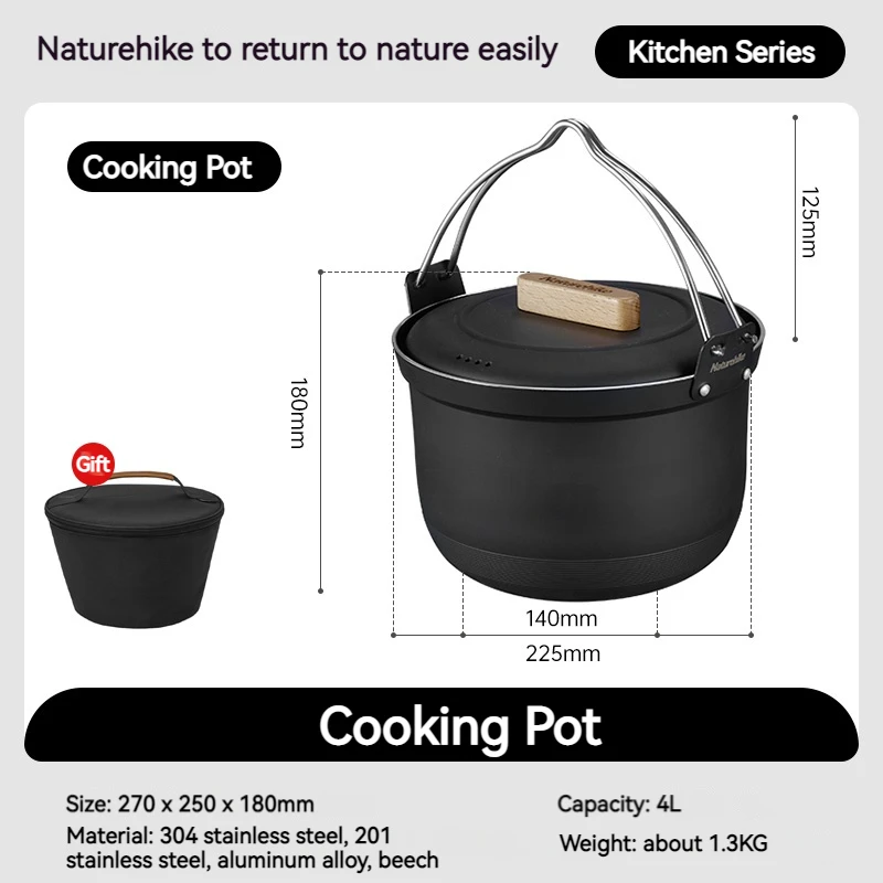 Naturehike Outdoor 1.3KG Large Baking Pan Camping Barbecue Picnic Cast Iron  Cookware Frying Baking Uniform Heating Barbecue Tool