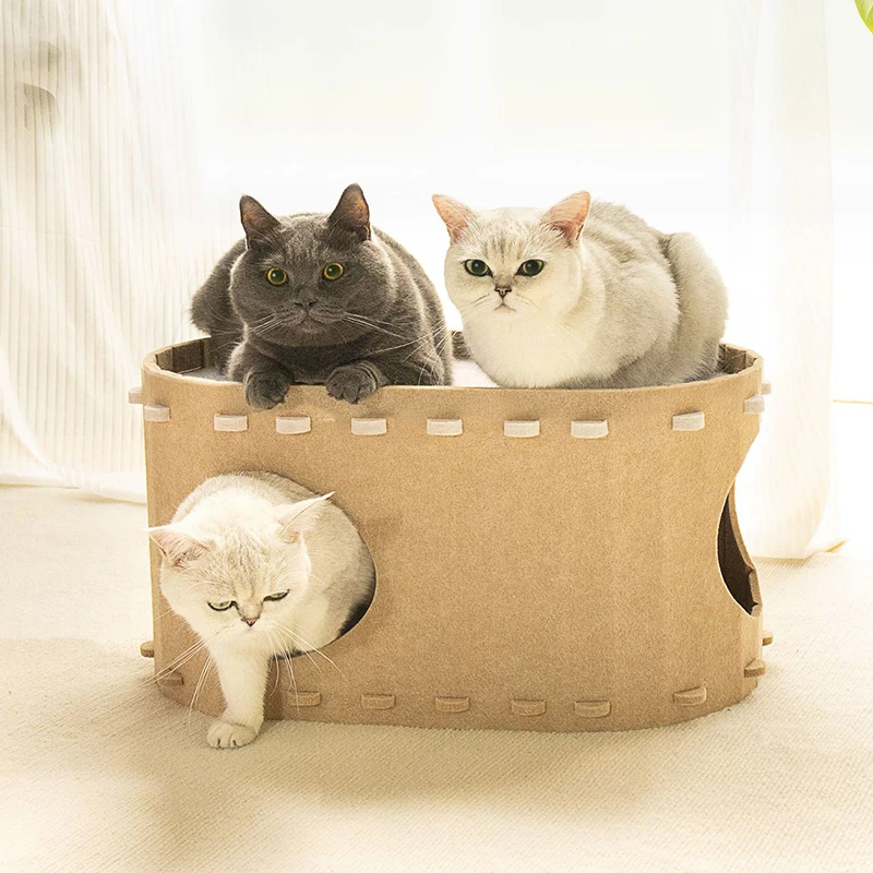 

Foldable Dog House for Cats and Small Dogs Enclosed Warm Sleeping Nest Bed with Removable Cushion Indoor Pet Cave Bed Tent