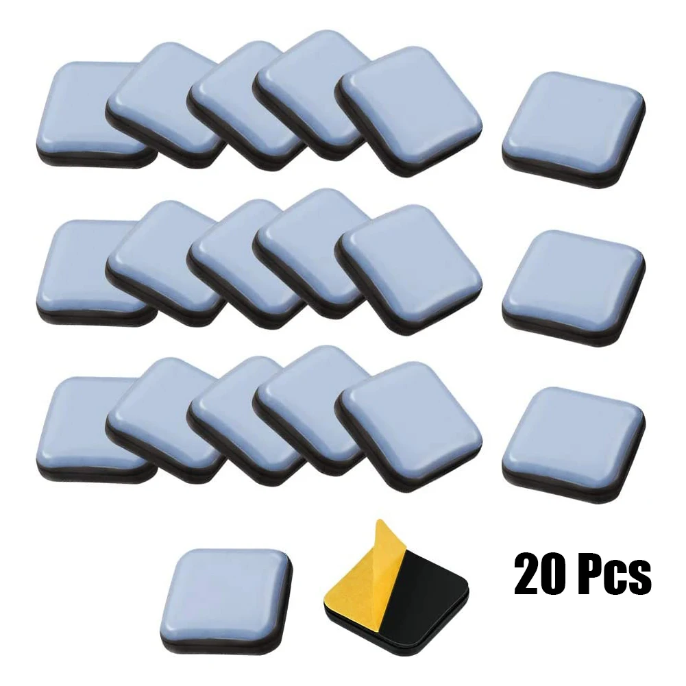 20pc Square PTFE Furniture Gliders Self Adhesive Magic Sliders Floor Chair Sofa Mat Slider Pad Furniture Table Bases Protector furniture leg pads furniture foot pads rubber furniture feet pads furniture gliders furniture feet