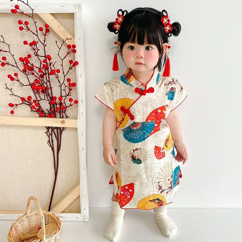 Kid Girl Dress Cheongsam Chinese Style Fashion Birthday Party Wear Teen Sisters Children Clothing Baby Girl Princess Dress A541 - Image 2