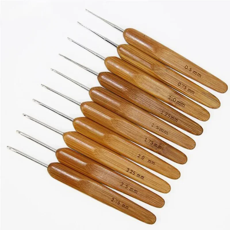 Premium Bamboo Crochet Hooks & Knitting Needles Set - Yarn Weaving & Crafting Tools (0.5mm-6.0mm)