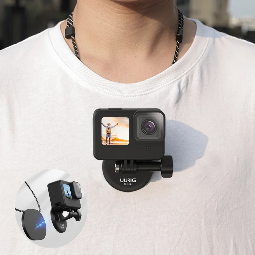 

Магнитный держатель на шею для GoPro 12 11 10 Action 4 insta360 X3 Карманный 3 Экшн-камеры быстросъемный кронштейн