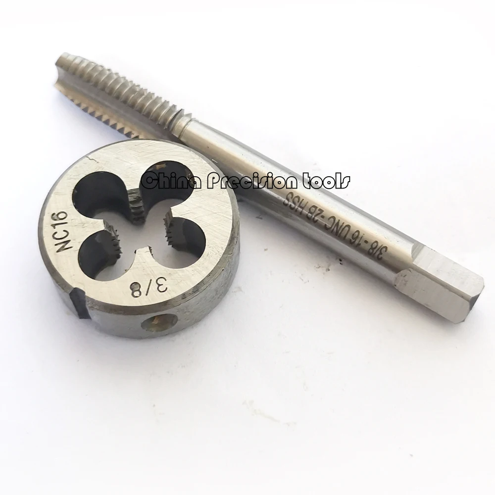 Tap and die set hand tap and die set 2PCS Unified thread plug tap and die set UNC3/8 UNC 3/8-16 UNF 3/8-20 Round dies taps sets UNS 3/8-40 3/8-24 3/8-28 3/8-32