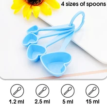 

4Pcs/Set Adorable Heart Shaped Measuring Spoon Tea Scoop Plastic Seasoning Spoon Kitchen Tools Baking Accessories