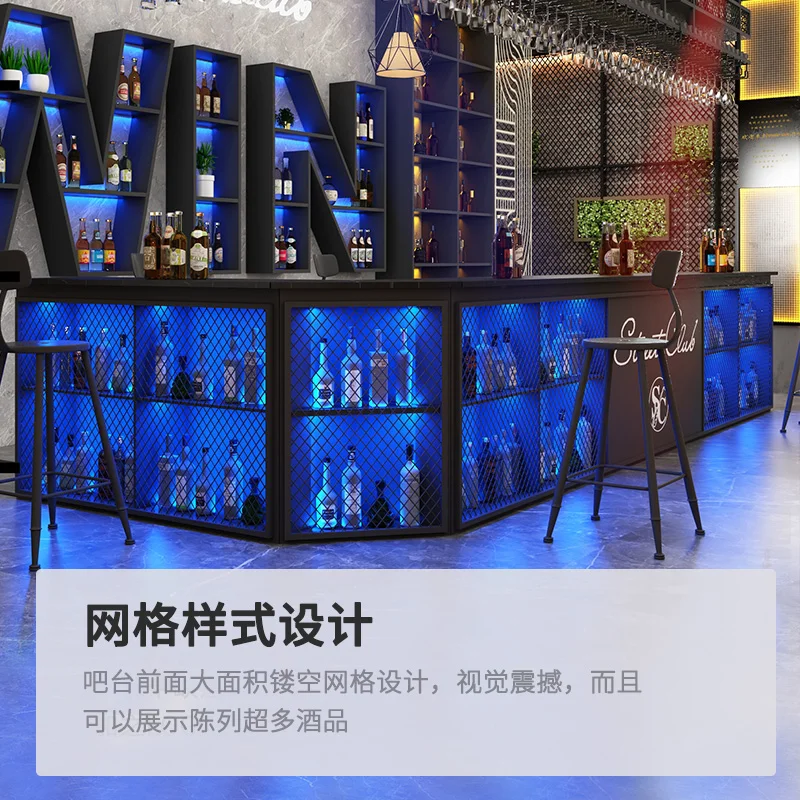 Iron front desk reception desk clear bar barbecue shop hot pot restaurant industrial style bar checkout page