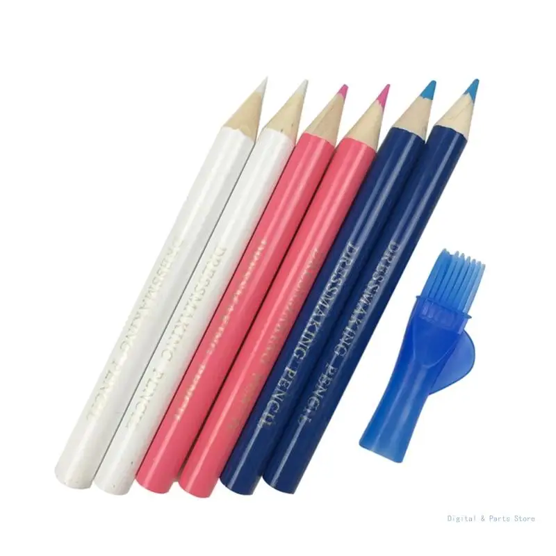 

M17F 6 Pieces Sewing Marking Pencils Erasable Fabric Pencils for Tailor Marking Fabric and Tracing Tool, (Blue+Pink+White)