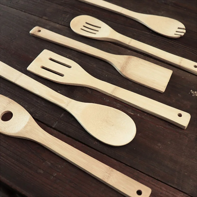 Bamboo spatula spoon set non-stick pan bamboo spoon bamboo spatula stir-fry high temperature resistant frying