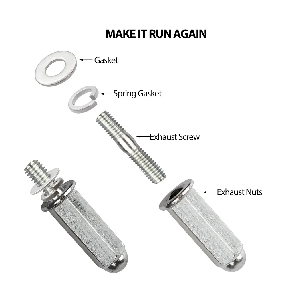 Exhaust Bolt and Gasket For GY6 50 cc 70cc 90 cc 110cc 125 150cc Scooters ATVs Go Karts Moped Quad 4 Wheeler Dune Buggy
