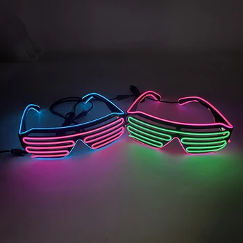 Light Up Flashing Shutter Neon Rave Glasses El Wire LED Sunglasses Glow DJ Costumes For Happy Bar Night