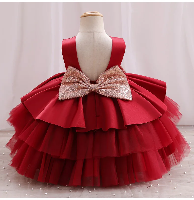 Kleinkind Schleife Party Baby Mädchen Kleid Säugling Pailletten 1. Geburtstag Hochzeit Prinzessin Kleid für Baby Mädchen Weihnachten Abschlussball Kostüm – Detail 11
