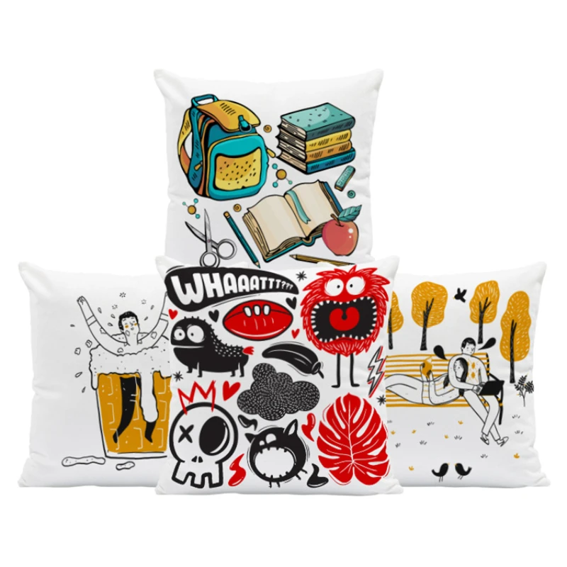

Decorative Pillowcases for Sofa Modern Art Graffiti Pillows Case Doodle Throw Pillow Cover Interior for Home Decor for Bed Couch