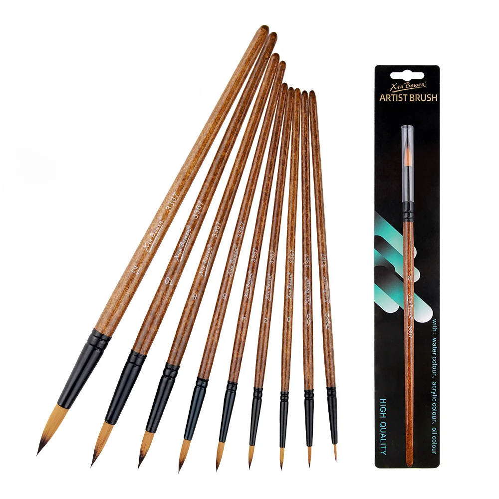 나무 나일론 아크릴 아티스트 페인트 브러시, 아크릴 수채화 유화 용품, 후크 라인 펜, 1 개