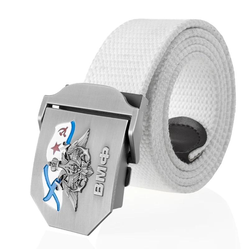 SupSindy Männer Frauen Canvas Gürtel 3D Russische Marine Metallschnalle Jeans Bund UdSSR ВМФ Militärsoldaten Taktische Gürtel Männlicher Riemen – Detail 9