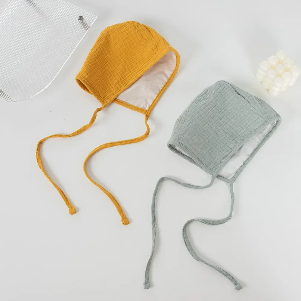 Newborn Cap Child  Lacing Babies Knitted Cotton Solid Color cute Hat  Mother and Kids Supplies Baby Hats & Caps for 0-24 Months 3
