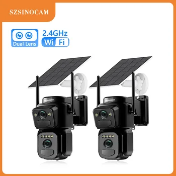 SZSINOCAM 2PCS Dual Lens Solar WiFi Camera Outdoor Security 24h Record Built in Battery Solar Panel Wireless Cam Alarm 1